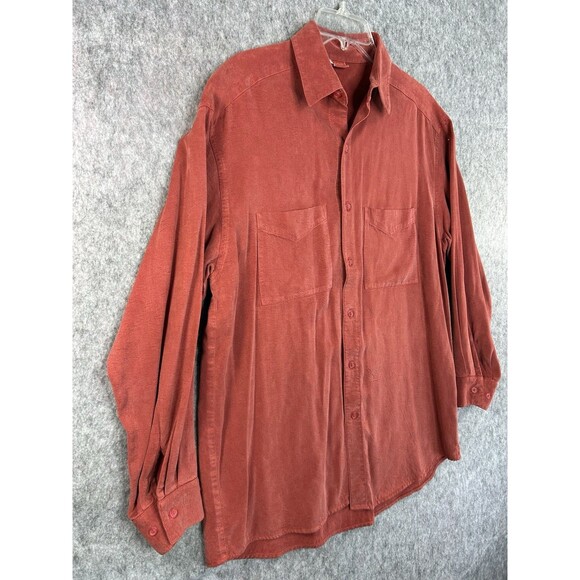 Vtg Tianello Shirt Men’s Small Red Long Sleeve Tencel Baggy Made in USA - Picture 3 of 11